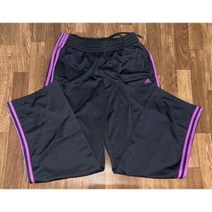 Adidas Track Pants Mens Large Dark Gray Purple 3 Stripe Z01505 Straight Leg